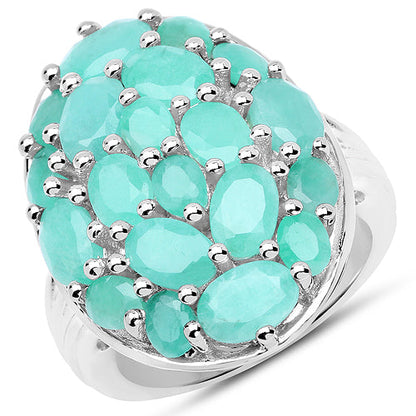 5.48 Carat Genuine Emerald .925 Sterling Silver Ring Bids.com