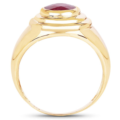 14K Yellow Gold Plated 1.65 Carat Genuine Glass Filled Ruby .925 Sterling Silver Ring Bids.com
