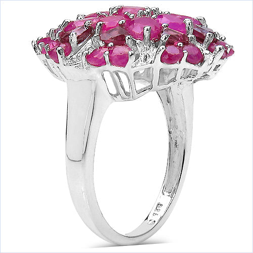 3.90 Carat Genuine Ruby & Rhodolite .925 Sterling Silver Ring Bids.com
