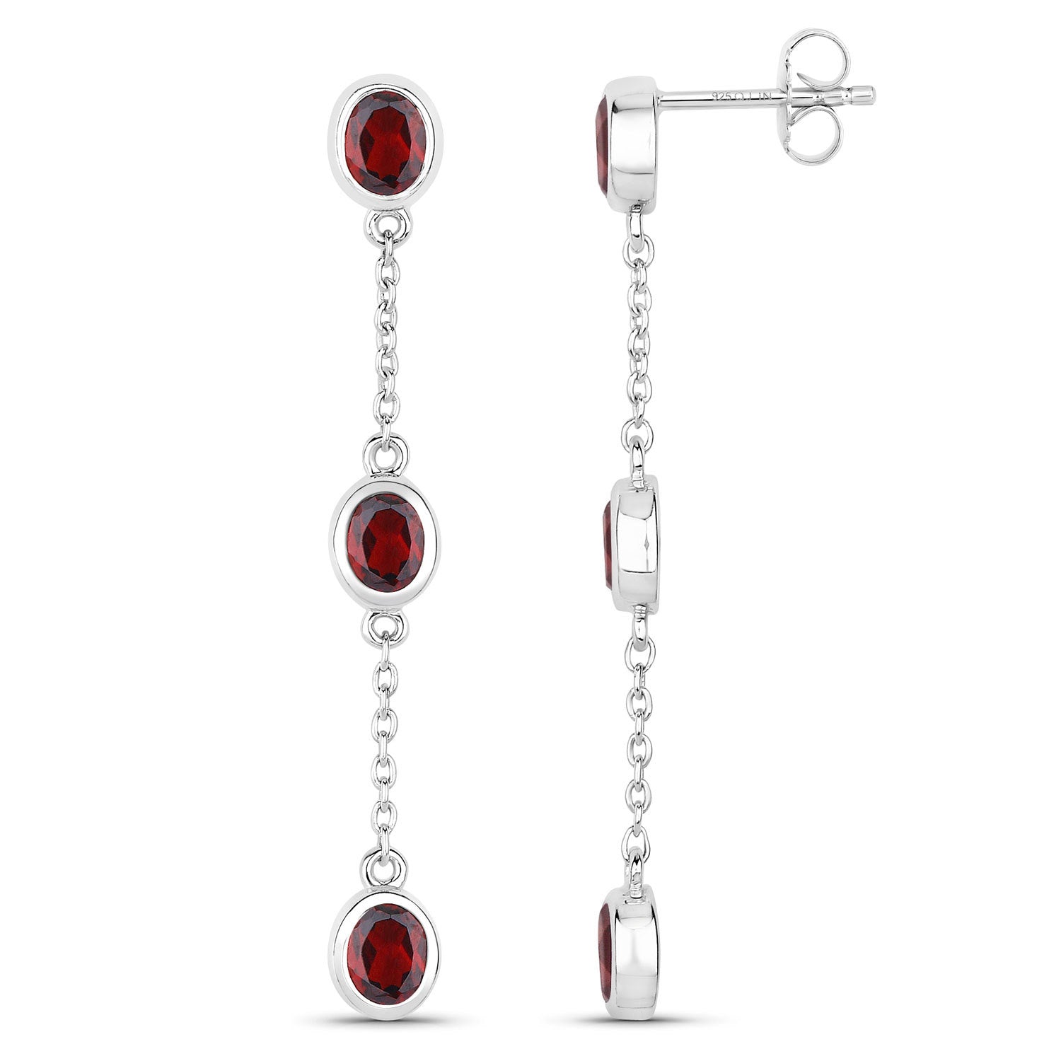 2.70 Carat Genuine Garnet .925 Sterling Silver Earrings Bids.com