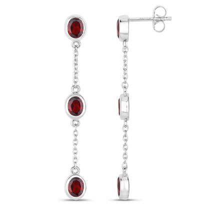 2.70 Carat Genuine Garnet .925 Sterling Silver Earrings Bids.com