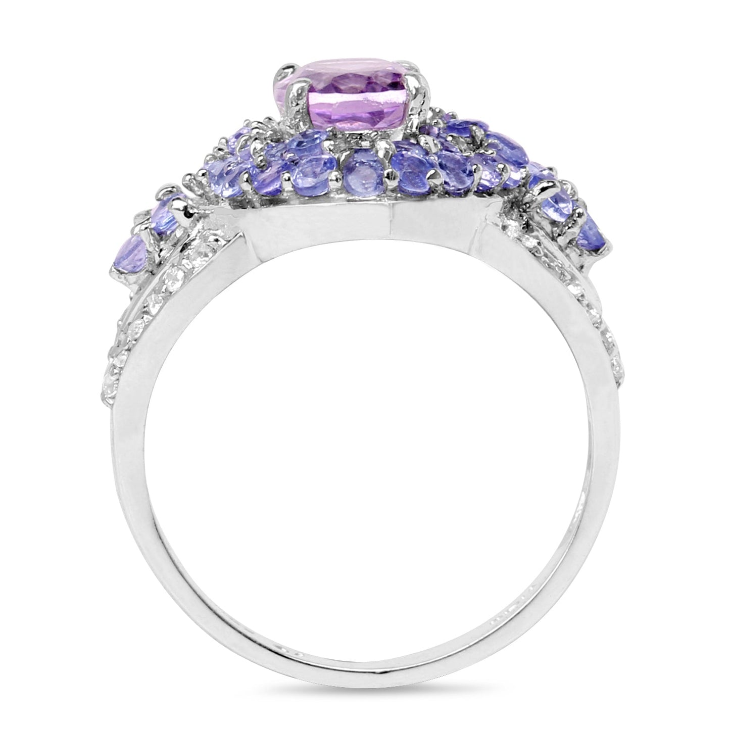 2.88 Carat Genuine Amethyst, Tanzanite & White Topaz .925 Sterling Silver Ring Bids.com