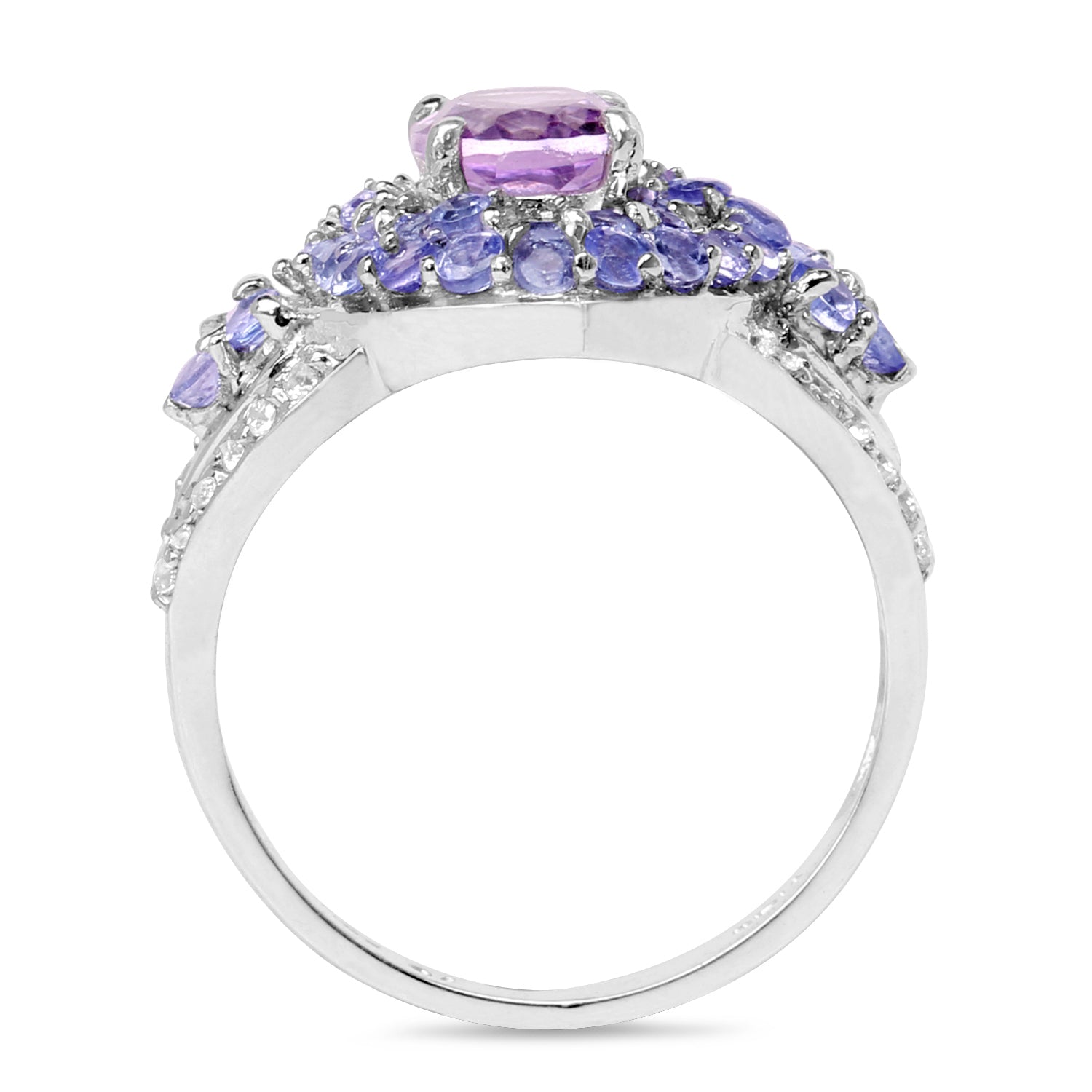 2.88 Carat Genuine Amethyst, Tanzanite & White Topaz .925 Sterling Silver Ring Bids.com