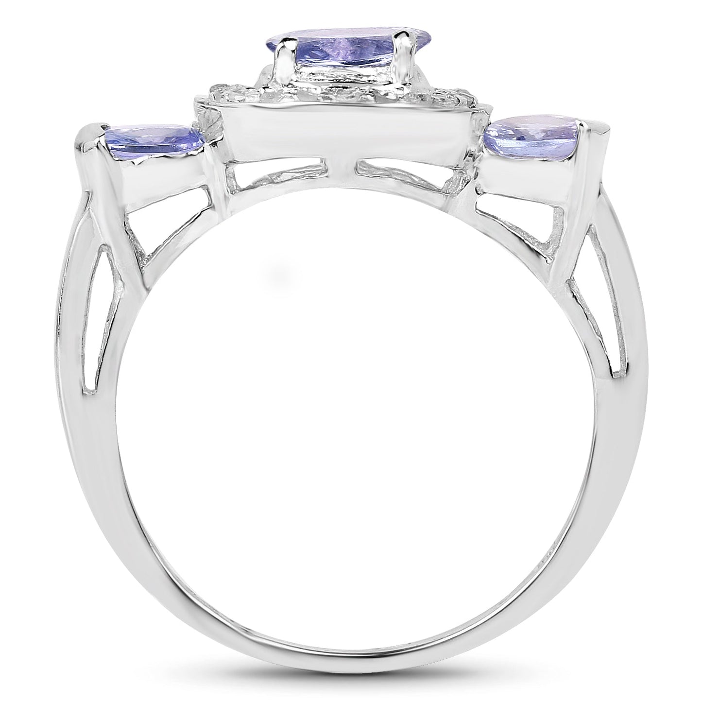 1.00 Carat Genuine Tanzanite and White Topaz .925 Sterling Silver Ring Bids.com