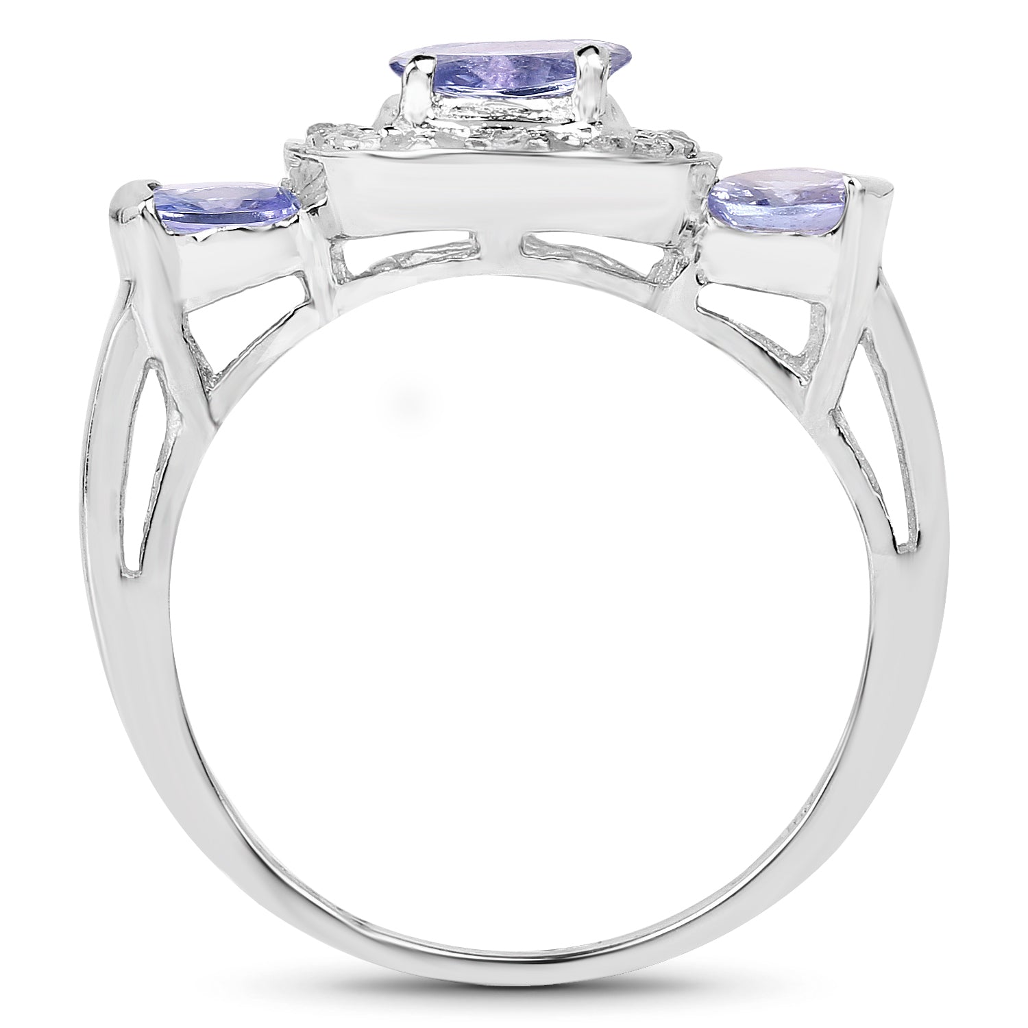 1.00 Carat Genuine Tanzanite and White Topaz .925 Sterling Silver Ring Bids.com