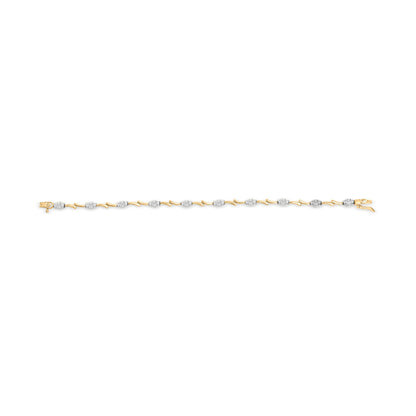 10K White and Yellow Gold 1.00 Cttw Diamond Oval Shaped Cluster Link  Bracelet (I-J Color, SI2-I1 Clarity) - 7" Inches Bids.com