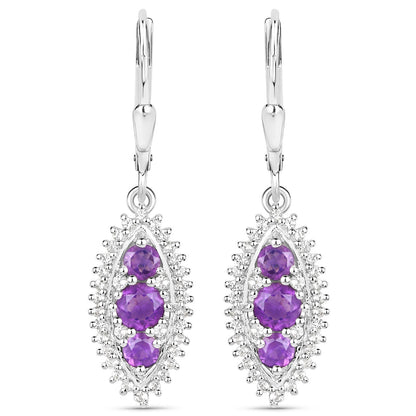 3.60 Carat Genuine Amethyst and White Topaz .925 Sterling Silver 3 Piece Jewelry Set (Ring, Earrings, and Pendant w/ Chain) Bids.com