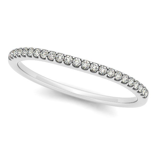 14k White Gold Scallop Setting Round Diamond Wedding Band (1/10 cttw) Bids.com