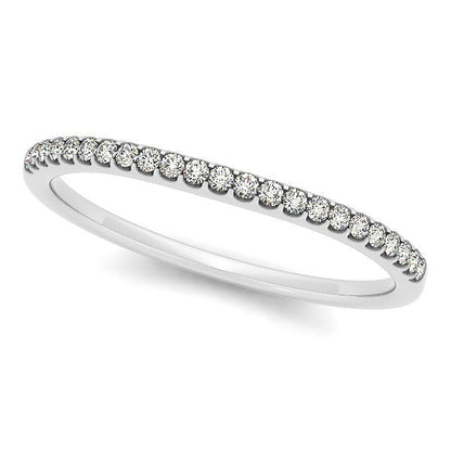 14k White Gold Scallop Setting Round Diamond Wedding Band (1/10 cttw) Bids.com