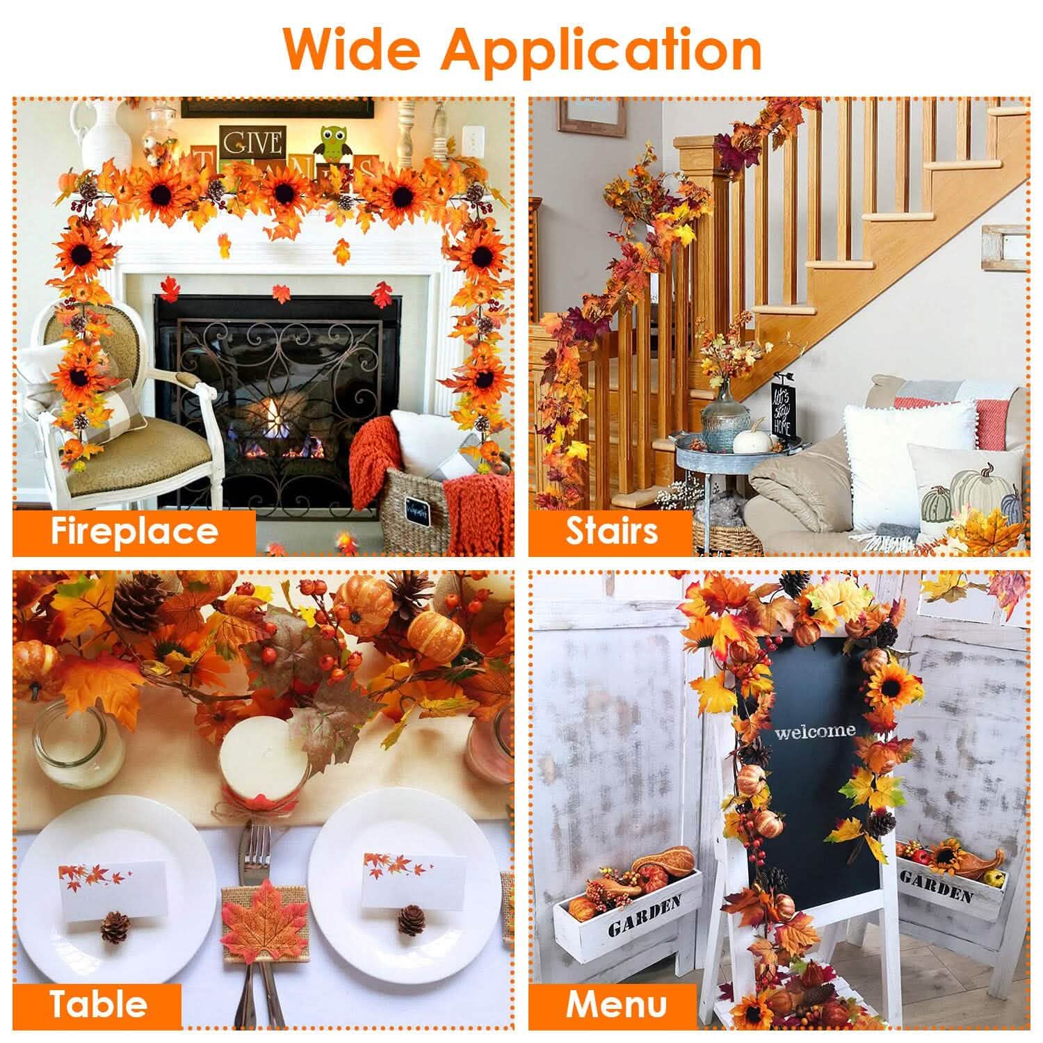 5.6ft Artificial Maple Leaf Garland Hanging Plant Vine DailySale