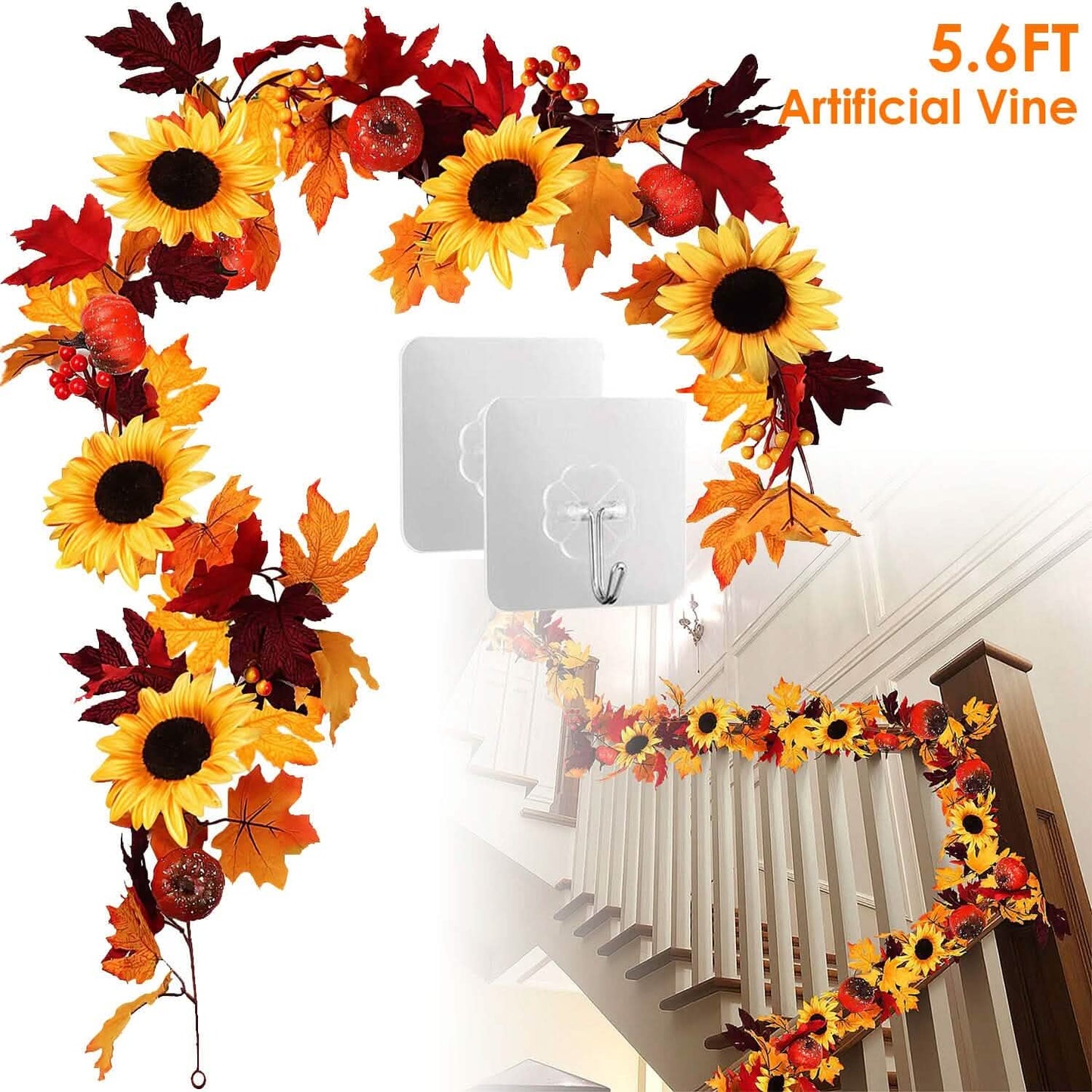 5.6ft Artificial Maple Leaf Garland Hanging Plant Vine DailySale