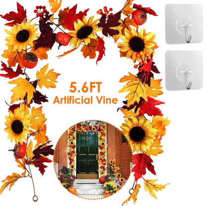 5.6ft Artificial Maple Leaf Garland Hanging Plant Vine DailySale