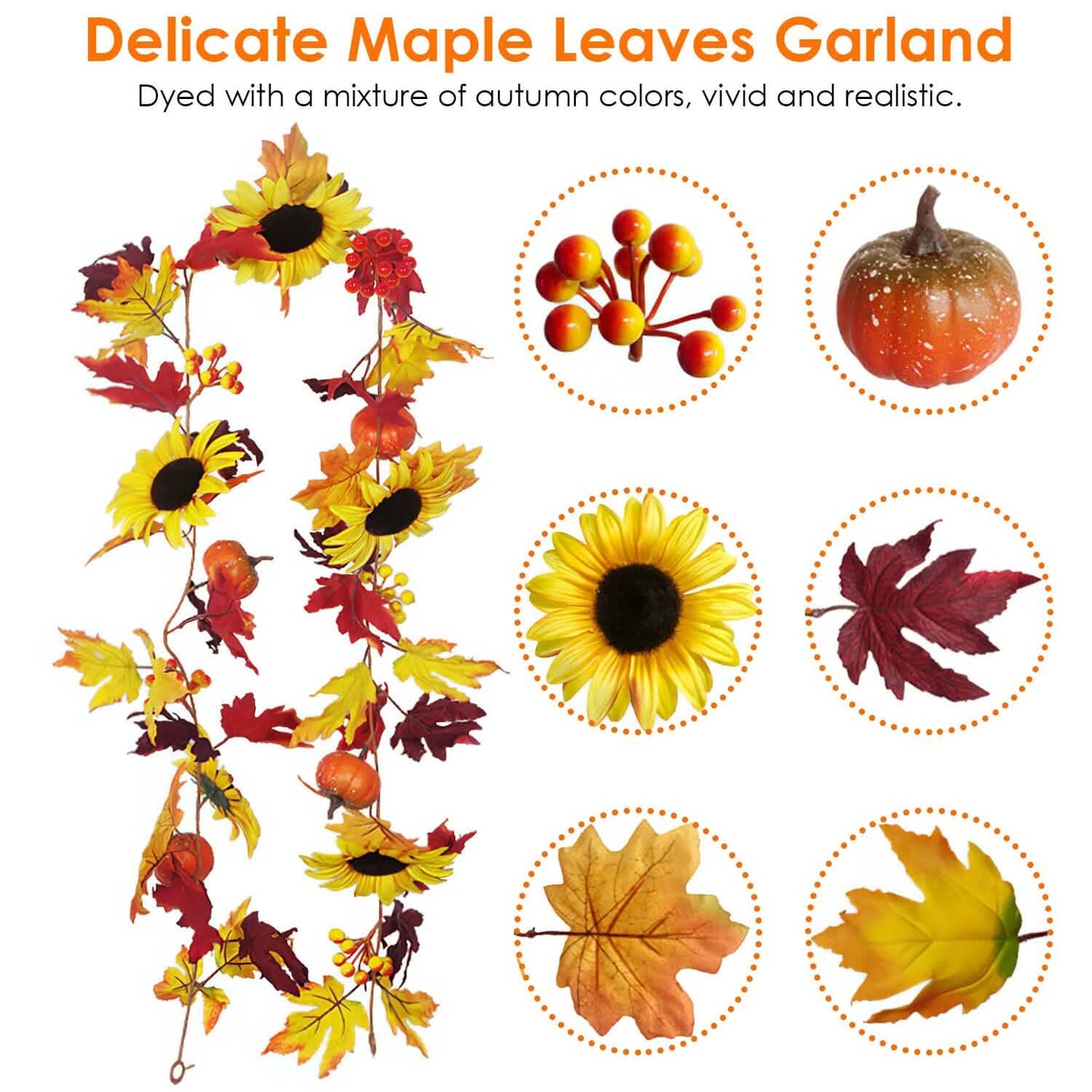 5.6ft Artificial Maple Leaf Garland Hanging Plant Vine DailySale