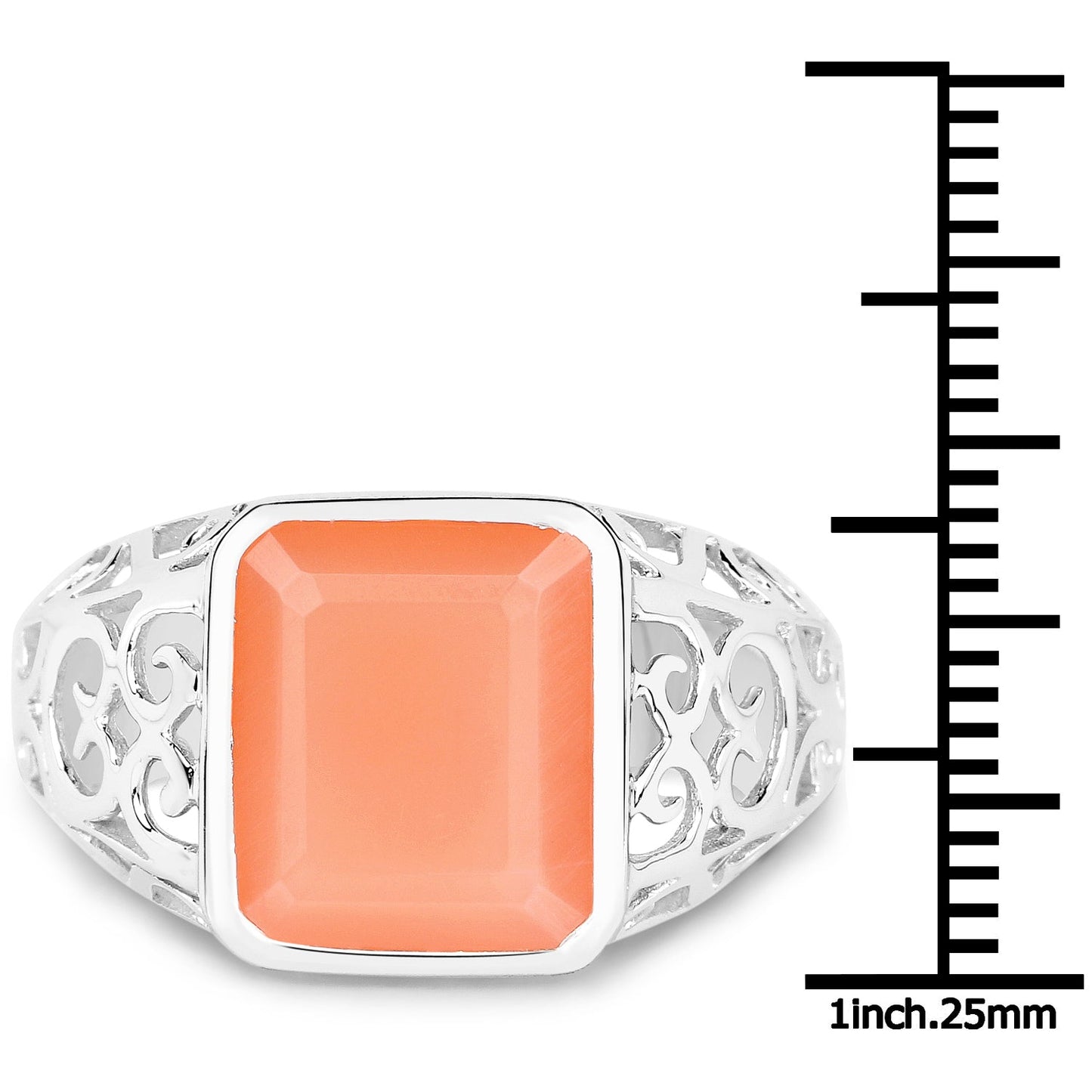 5.75 Carat Genuine Peach Moonstone .925 Sterling Silver Ring Bids.com