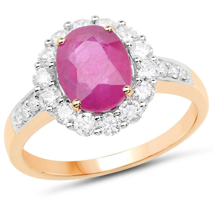 2.84 Carat Genuine Burma Ruby and White Diamond 18K Yellow Gold Ring Bids.com
