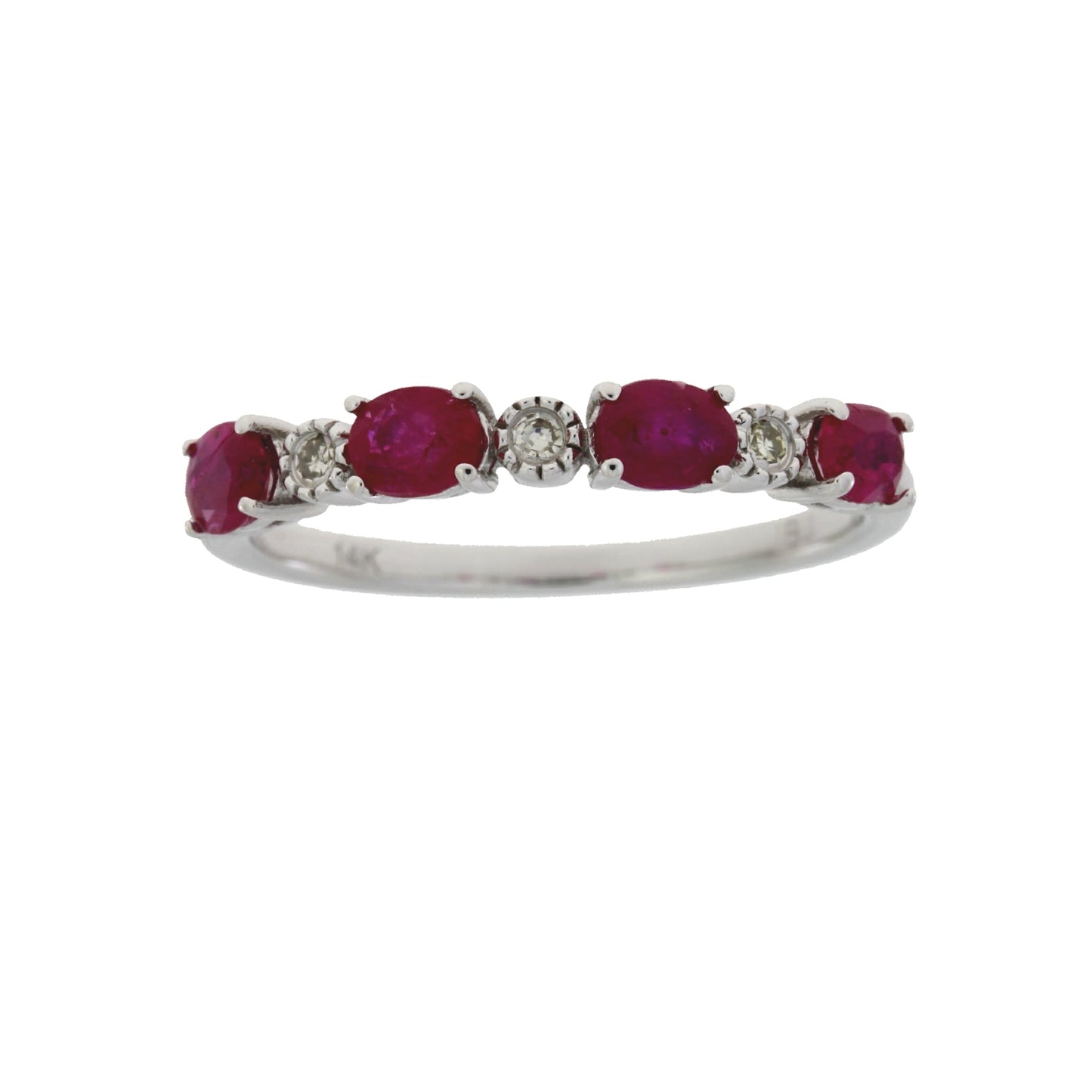 1.08ct Ruby Diamond Fashion band rings 14KT White Gold Bids.com