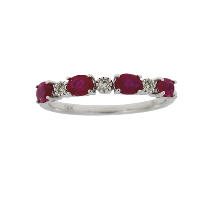 1.08ct Ruby Diamond Fashion band rings 14KT White Gold Bids.com