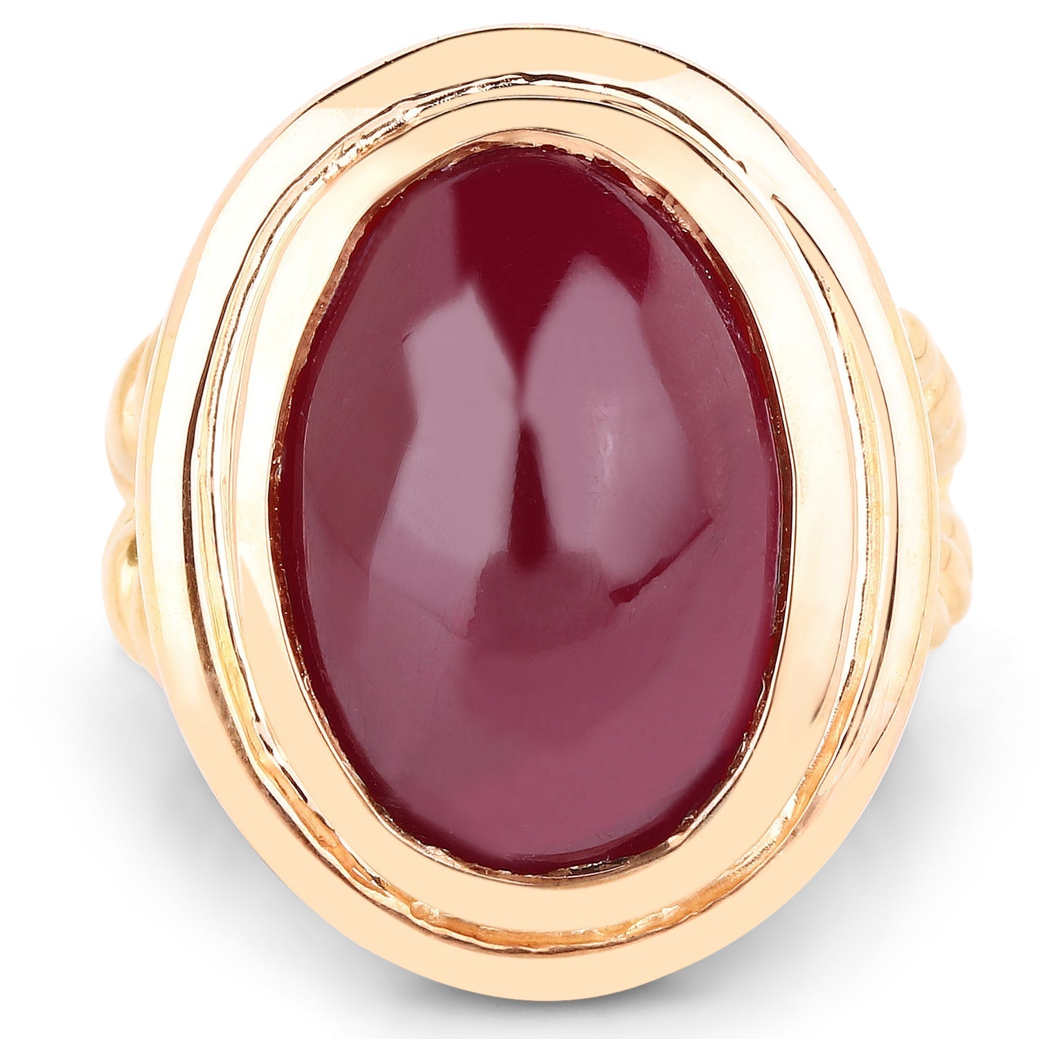 14K Rose Gold Plated 17.60 Carat Genuine Glass Filled Ruby .925 Sterling Silver Ring Bids.com