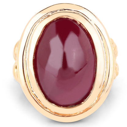 14K Rose Gold Plated 17.60 Carat Genuine Glass Filled Ruby .925 Sterling Silver Ring Bids.com