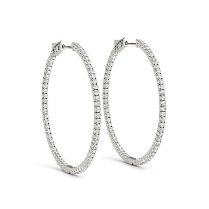 14k White Gold Slim Two Sided Diamond Hoop Earrings (1 1/2 cttw) Bids.com