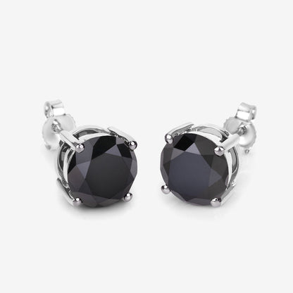 4.25 Carat Genuine Black Diamond 14K White Gold Earrings Bids.com