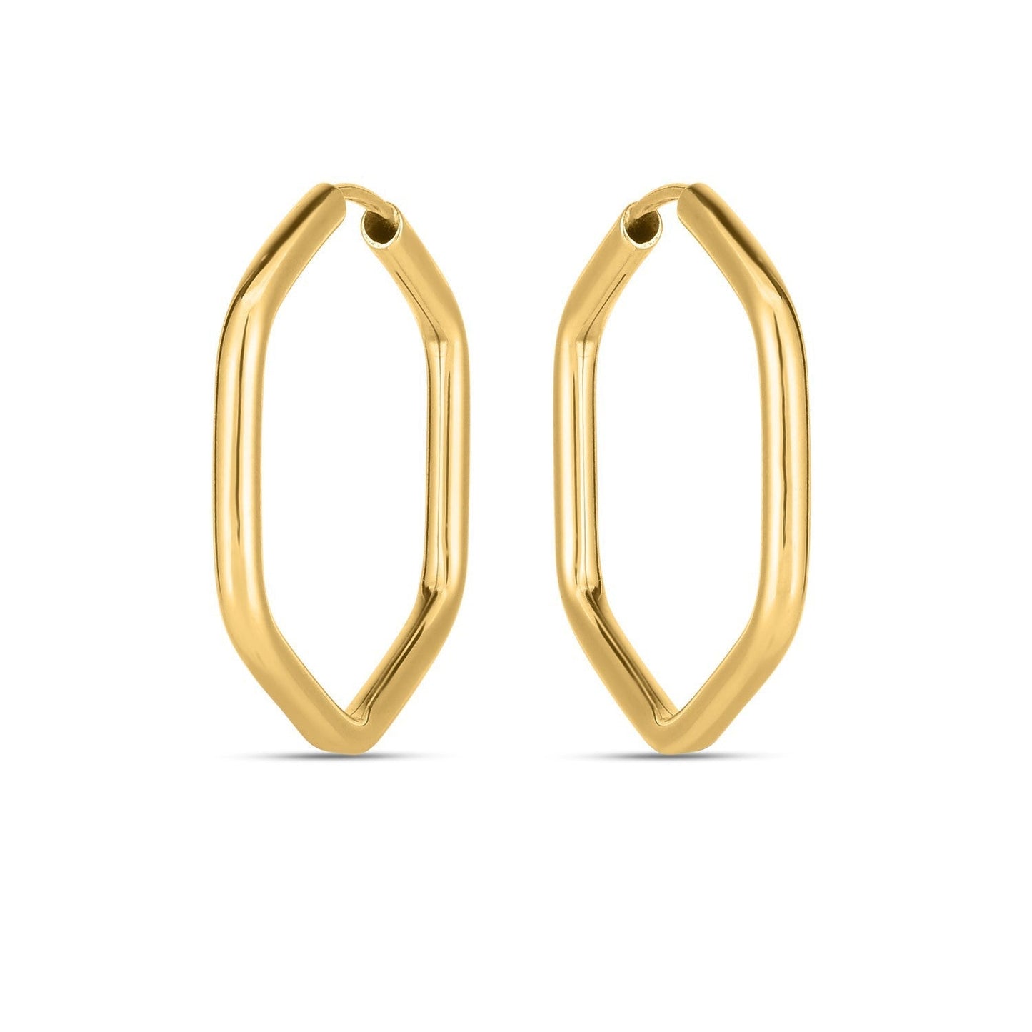 14k Yellow Gold Endless Hexagon Hoop Earrings Bids.com