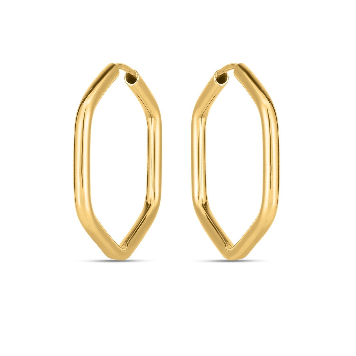 14k Yellow Gold Endless Hexagon Hoop Earrings Bids.com