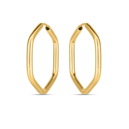 14k Yellow Gold Endless Hexagon Hoop Earrings Bids.com
