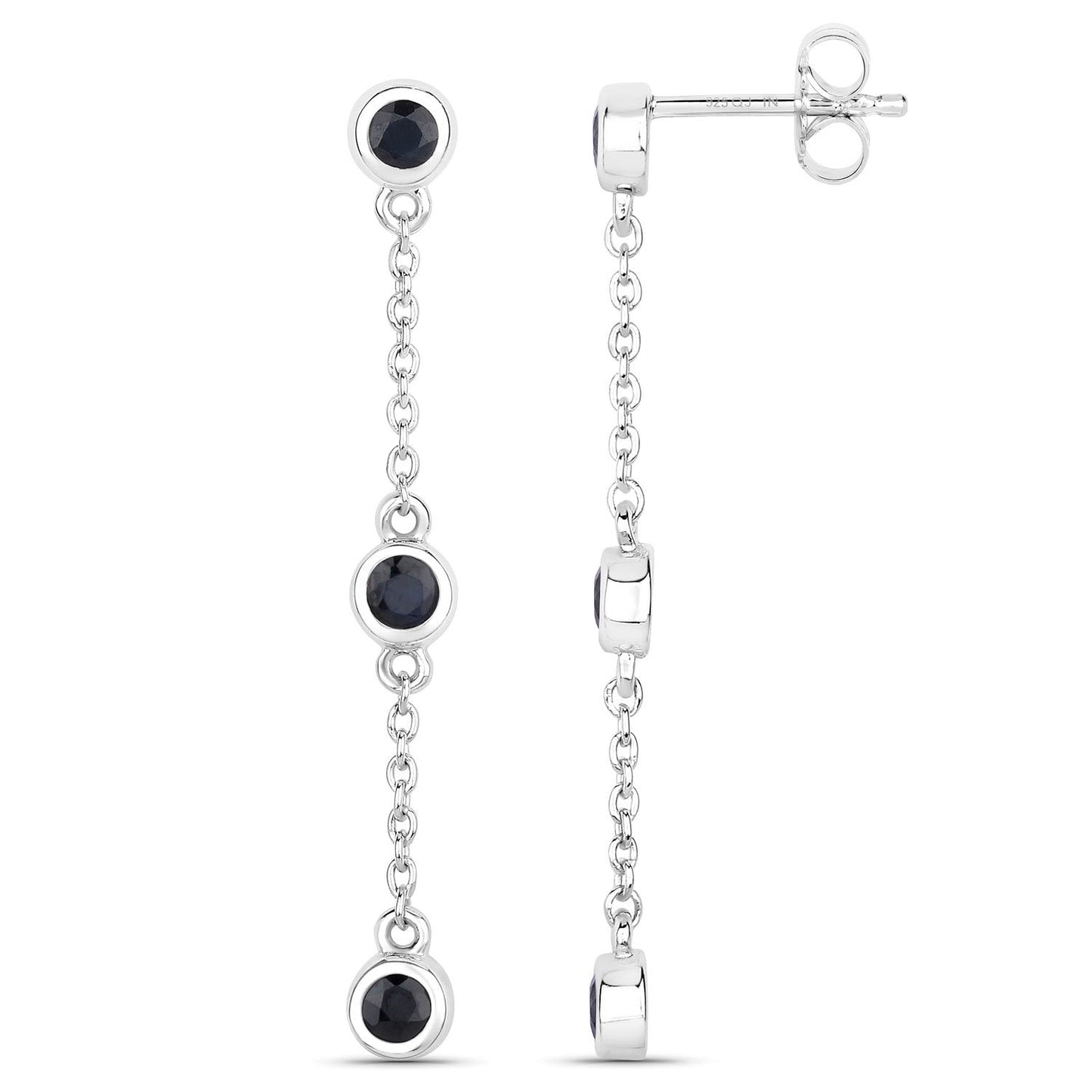 0.66 Carat Genuine Blue Sapphire .925 Sterling Silver Earrings Bids.com