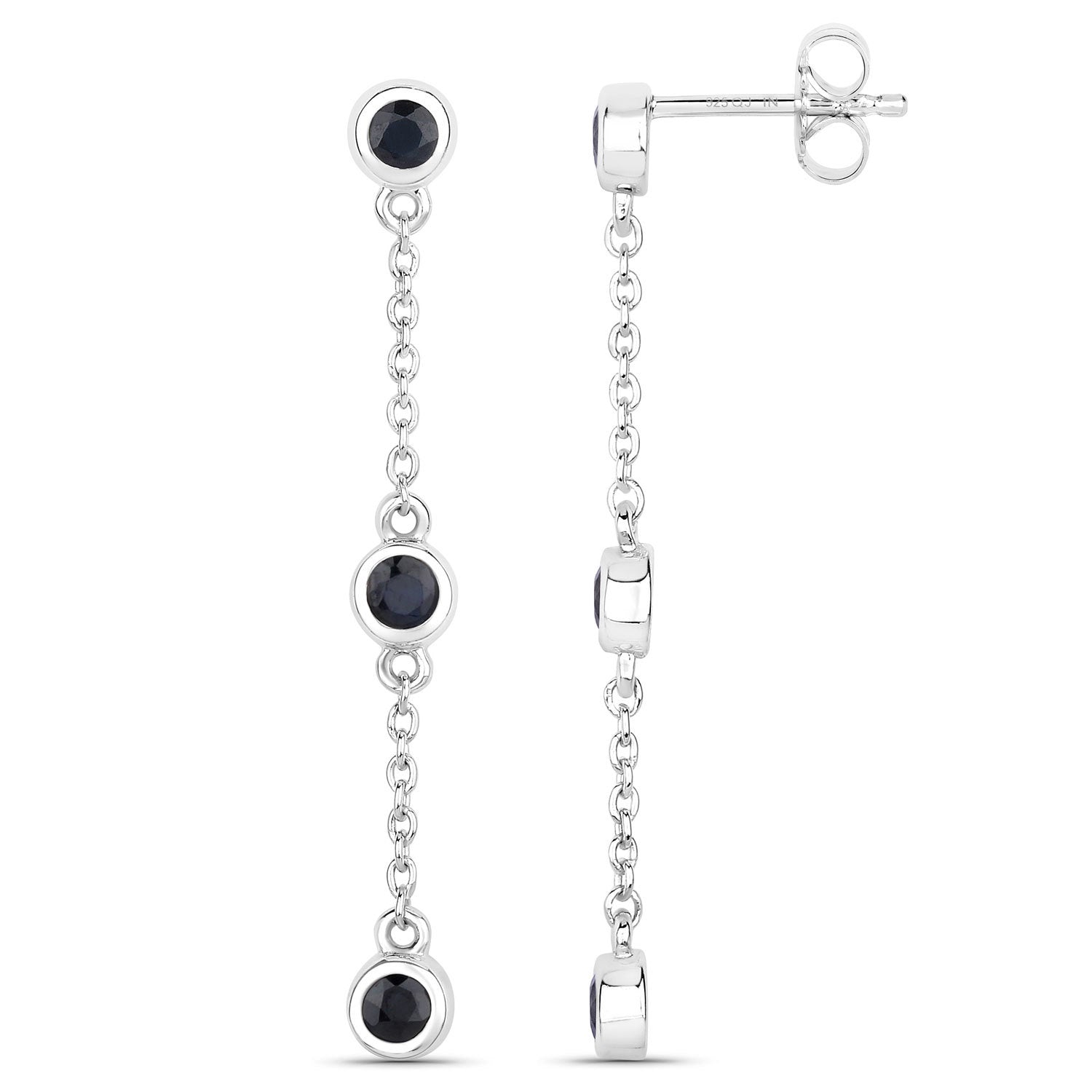 0.66 Carat Genuine Blue Sapphire .925 Sterling Silver Earrings Bids.com