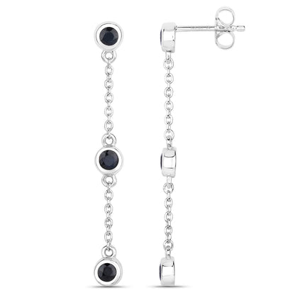 0.66 Carat Genuine Blue Sapphire .925 Sterling Silver Earrings Bids.com