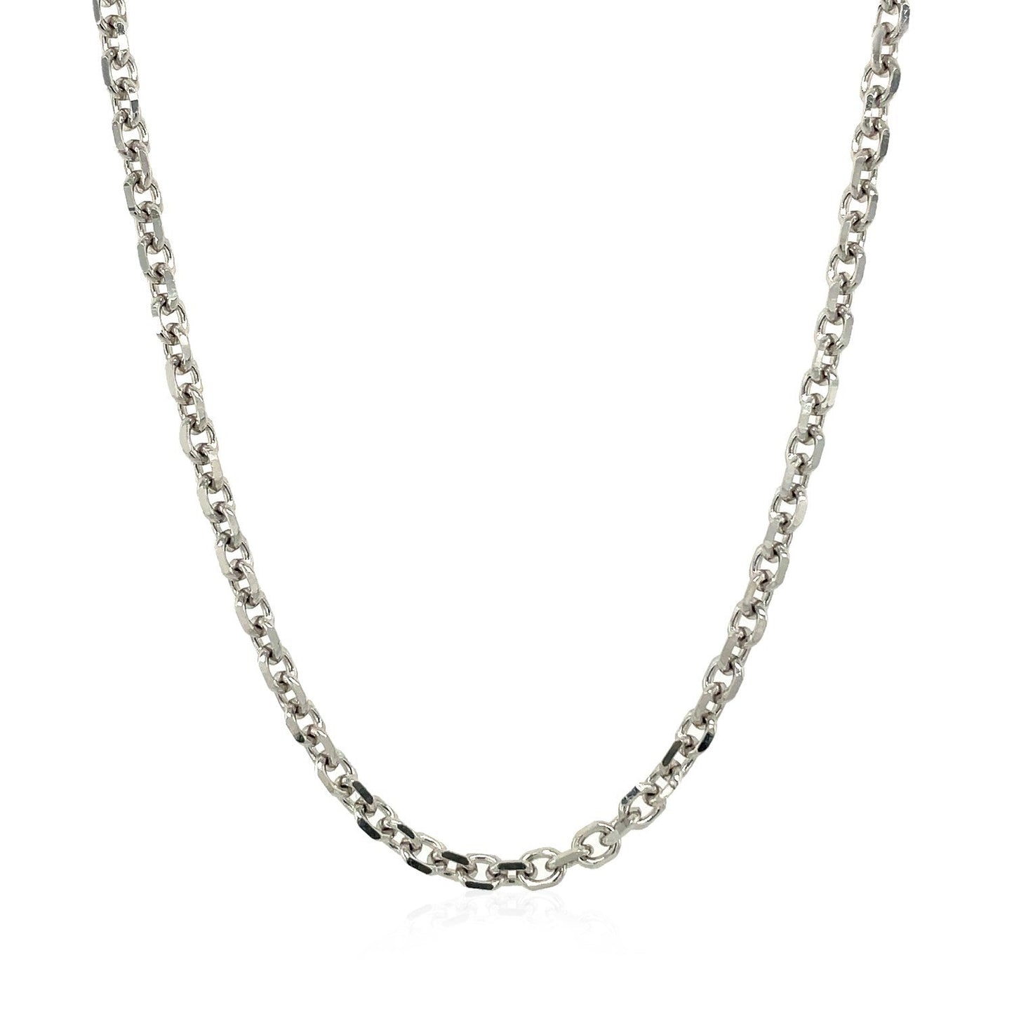 14k White Gold Diamond Cut Cable Link Chain (2.90 mm) Bids.com