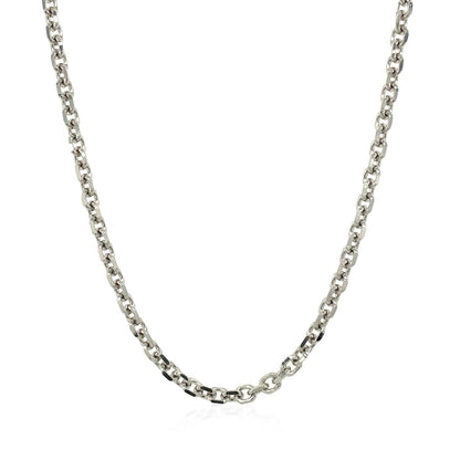 14k White Gold Diamond Cut Cable Link Chain (2.90 mm) Bids.com