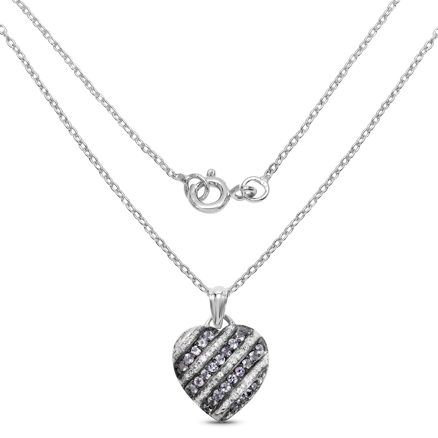 1.30 Carat Genuine Tanzanite and White Topaz .925 Sterling Silver Pendant Bids.com