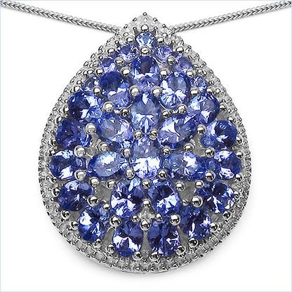 4.16 Carat Genuine Tanzanite .925 Sterling Silver Pendant Bids.com