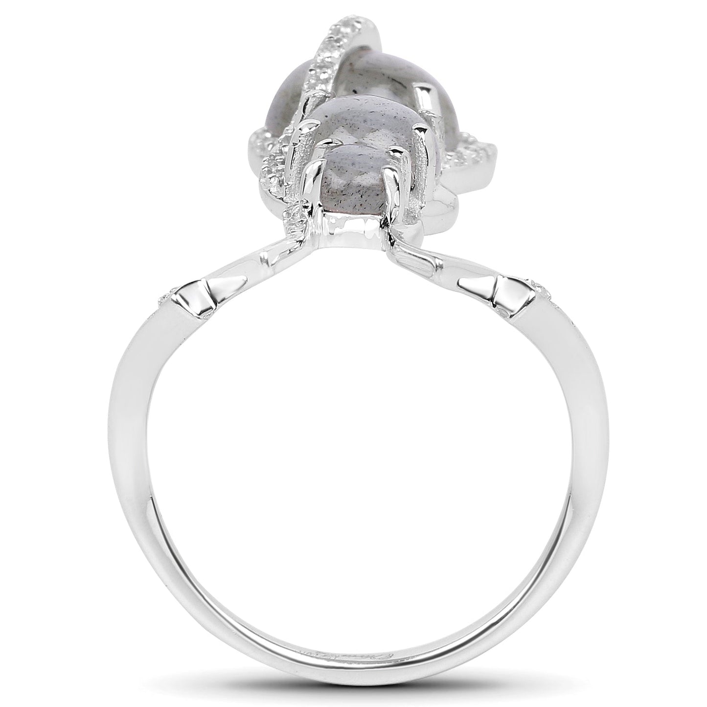 2.79 Carat Genuine Labradorite And White Topaz .925 Sterling Silver Ring Bids.com