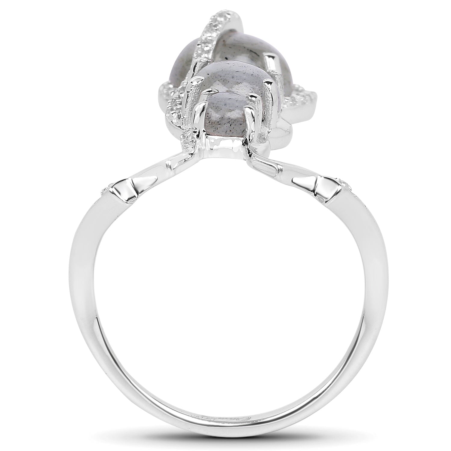 2.79 Carat Genuine Labradorite And White Topaz .925 Sterling Silver Ring Bids.com