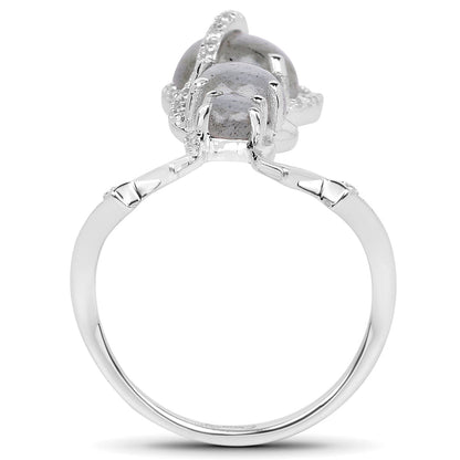 2.79 Carat Genuine Labradorite And White Topaz .925 Sterling Silver Ring Bids.com