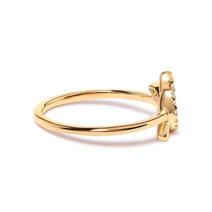 10K Yellow Gold 1/10 Cttw Diamond Leaf and Branch Ring (H-I Color, I1-I2 Clarity) - Ring Size 7 Bids.com