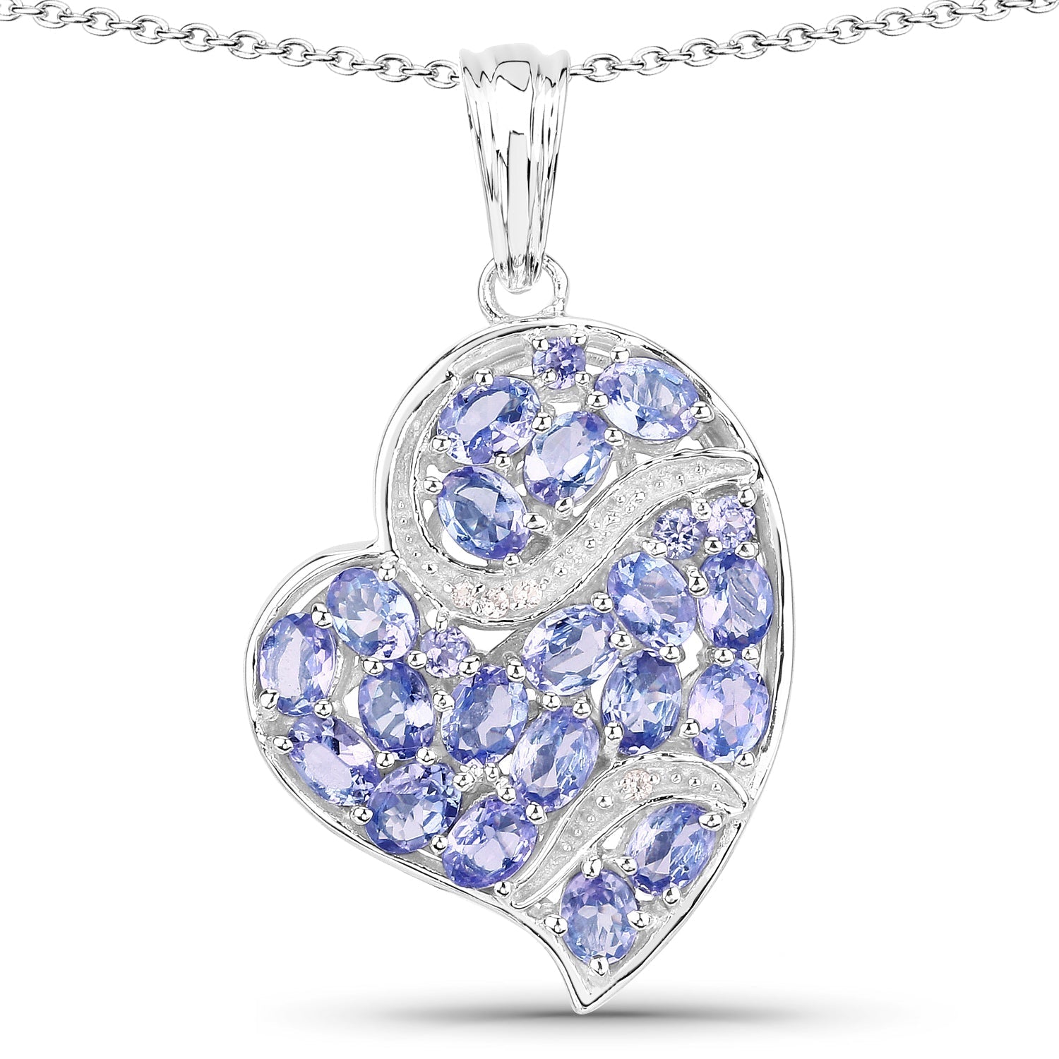 3.40 Carat Genuine Tanzanite and White Topaz .925 Sterling Silver Pendant Bids.com