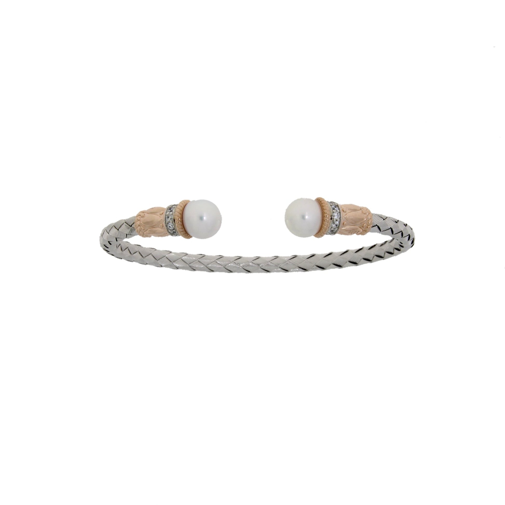 Genuine FW Pearl Bangle Bracelet Sterling Silver Bids.com