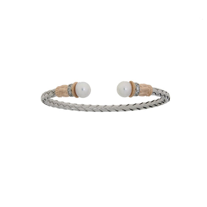 Genuine FW Pearl Bangle Bracelet Sterling Silver Bids.com