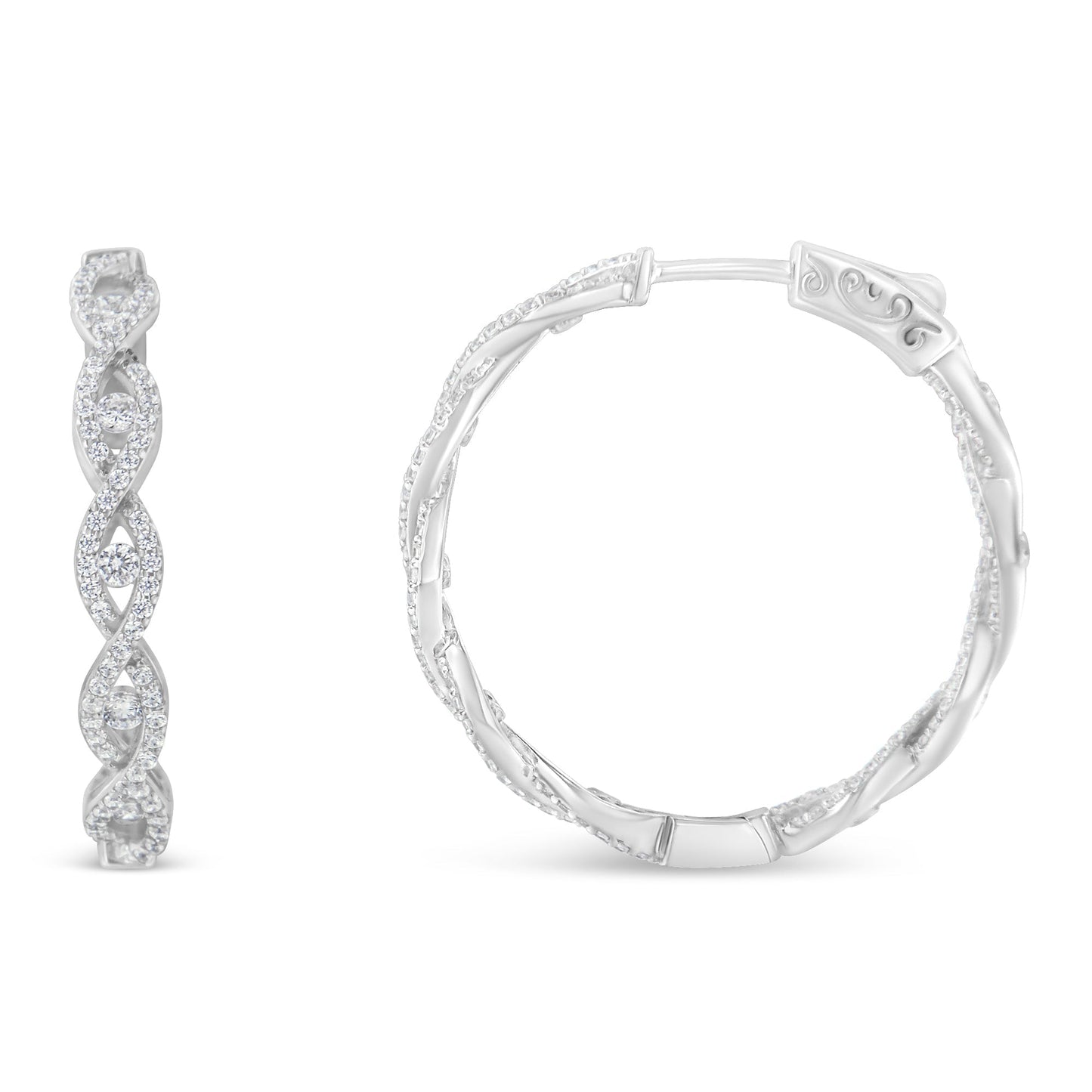10K White Gold Diamond Hoop Earrings (1 1/2 cttw, H-I Color, I1-I2 Clarity) Bids.com