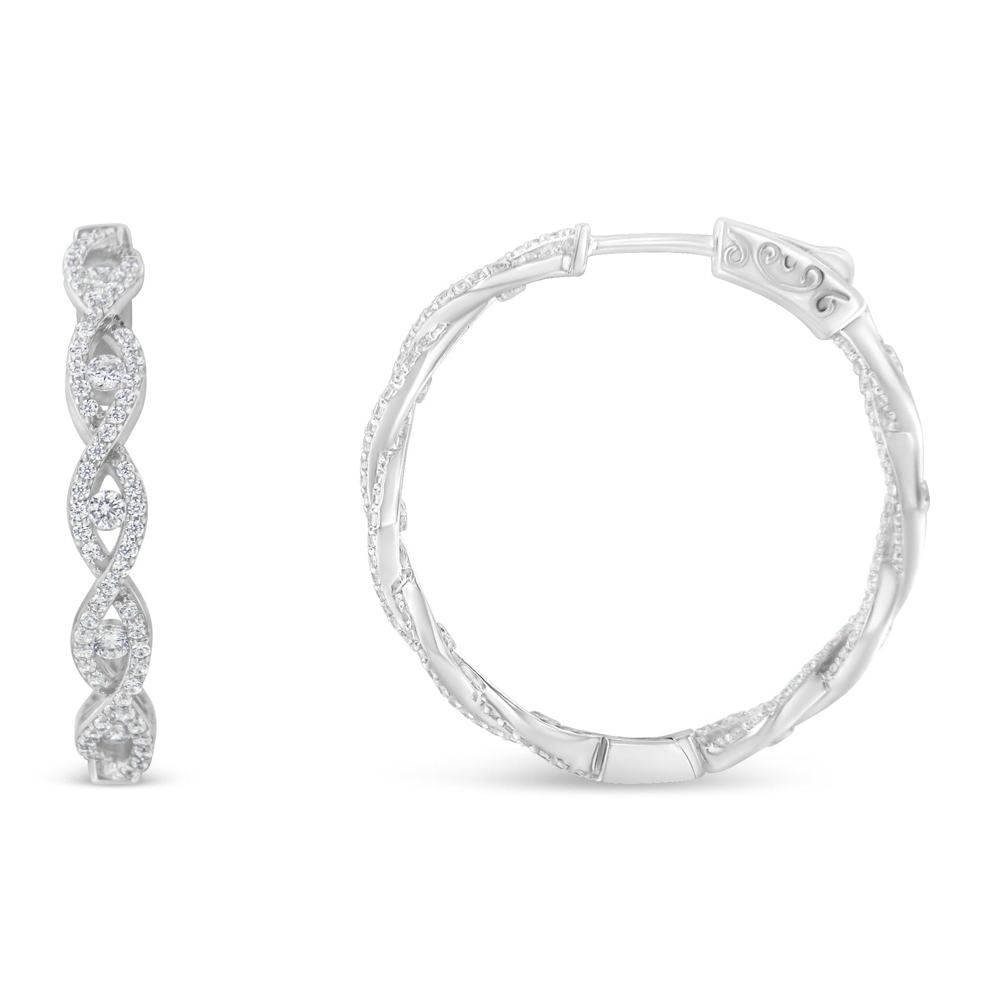10K White Gold Diamond Hoop Earrings (1 1/2 cttw, H-I Color, I1-I2 Clarity) Bids.com