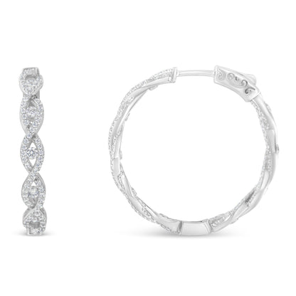 10K White Gold Diamond Hoop Earrings (1 1/2 cttw, H-I Color, I1-I2 Clarity) Bids.com