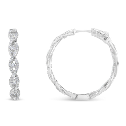 10K White Gold Diamond Hoop Earrings (1 1/2 cttw, H-I Color, I1-I2 Clarity) Bids.com