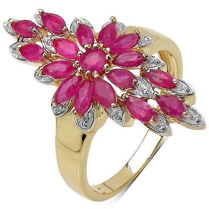 14K Yellow Gold Plated 2.04 Carat Genuine Ruby .925 Sterling Silver Ring Bids.com