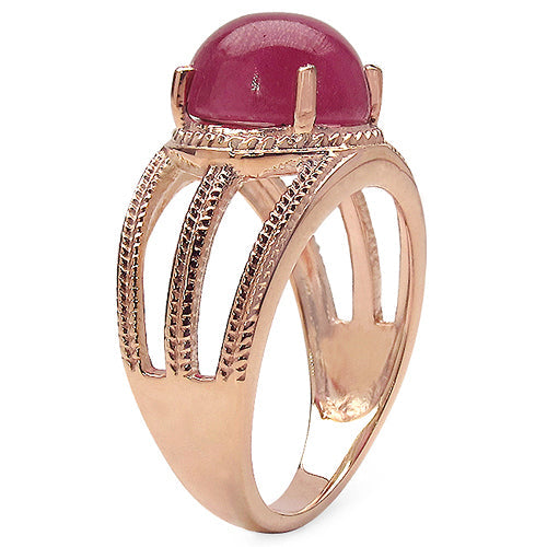 14K Rose Gold Plated 6.55 Carat Genuine Glass Filled Ruby .925 Sterling Silver Ring Bids.com