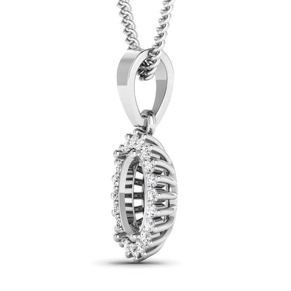 0.13 Carat Genuine White Diamond 14K White Gold Semi Mount Pendant - holds 8x6mm Oval Gemstone Bids.com