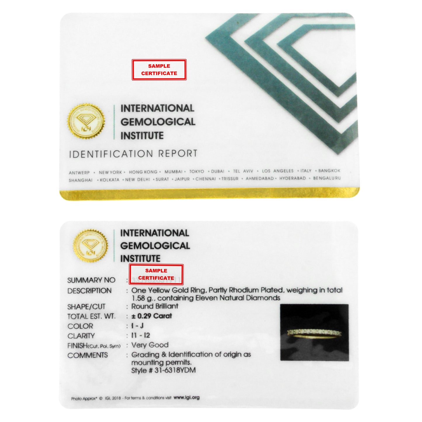 IGI Certified 1/4 Cttw Diamond 10K Yellow Gold Prong Set Fluted Band Style Ring (I-J Color, I2-I3 Clarity) - Size 7 Bids.com